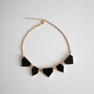 EXPRESS Black and Gold Tone Pentagram Panel Necklace